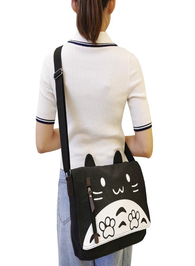 JOCHUI Canvas Kawaii Cat Shoulder Bag - Cute Kitty Messenger Crossbody Satchel Women Sling Book Bag - Image 4